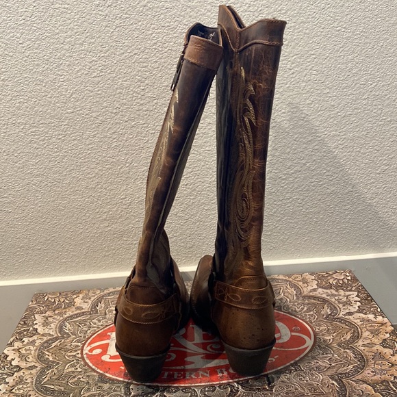 NWT Laredo Diamanté Cowboy Leather Boots Tan - Picture 8 of 10